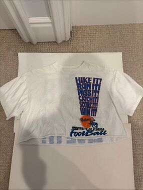 University of Florida White Cropped Football Tee